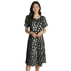 Lularoa small metallic Carly dress gray and metallic gold